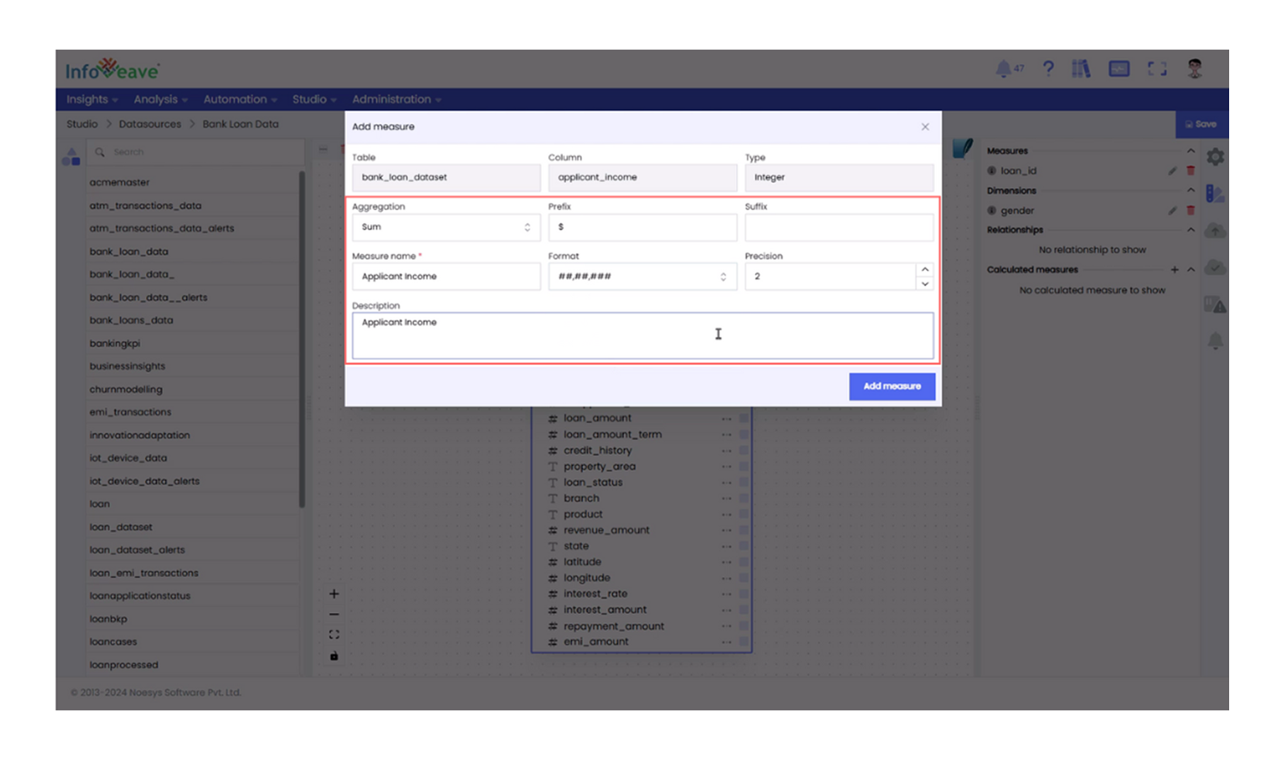 Select an aggregation type