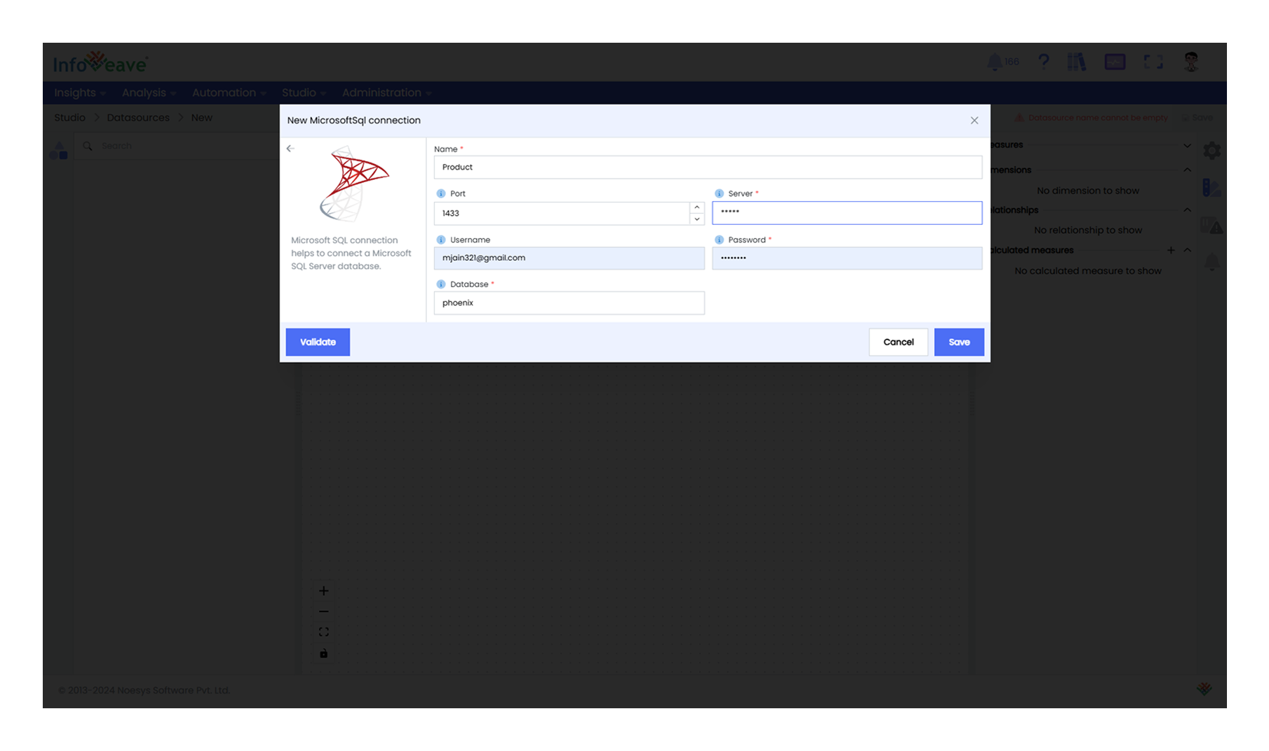 Create and validate the connection